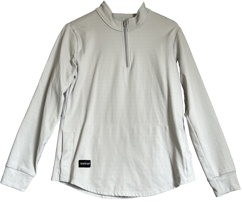 SunRun 1/4 Zip Shirt Women's Large Gray Magnetic Sides Kangaroo Pocket Active